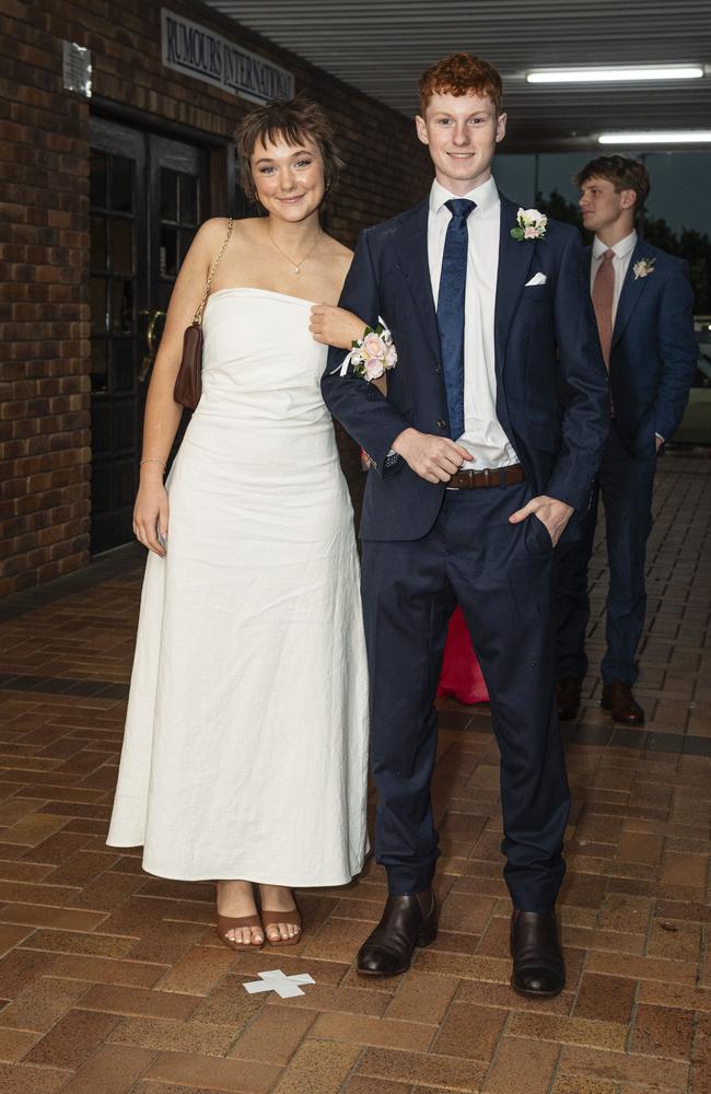 Lizzie Kelly partners Finn Parrington to the Toowoomba Grammar School formal at Rumours International, Wednesday, November 13, 2024. Picture: Kevin Farmer