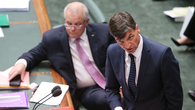 Energy Minister Angus Taylor answering a question during Question Time. Picture: Kym Smith