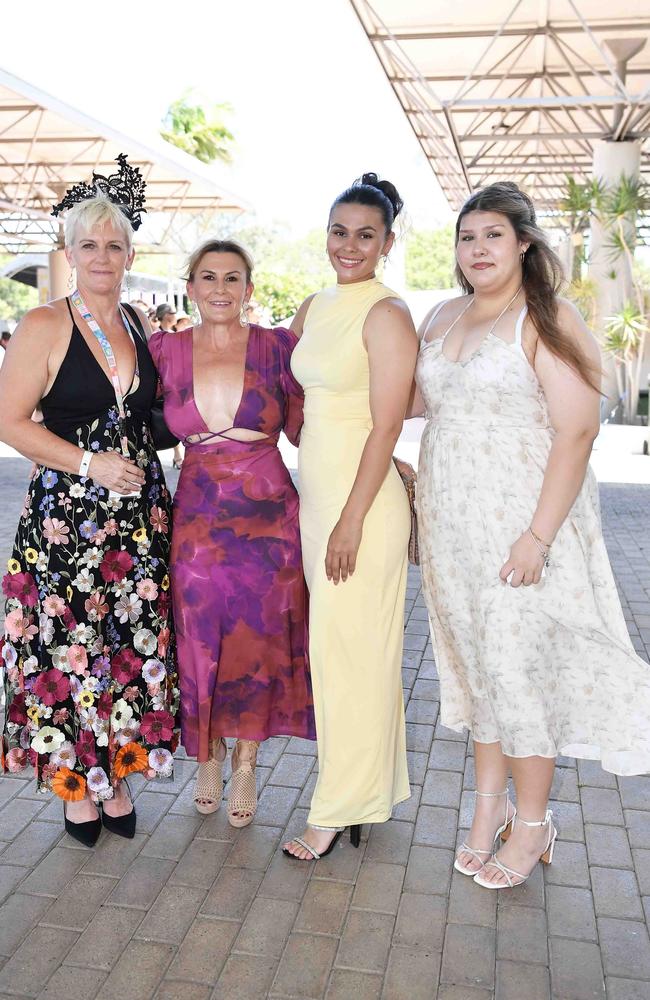 Amanda Worrell, Kirsty, Keanii and Marleah Baldwin out and about at Corbould Park for the Melbourne Cup Race Day in Caloundra. Picture: Patrick Woods.