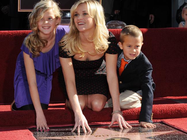 Academy Award winning actress Reese Witherspoon, daughter Ava Elizabeth Phillippe (L) and son Deacon Phillippe (R) in 2010. Picture: Supplied