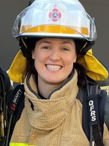 Charles Darwin University (CDU) graduate Christine Robertson has worked as a Queensland firefighter for the past six years. Picture: CDU