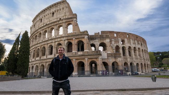 Stuntman Nathan Kannegiesser sightseeing in Rome, where he worked on the film Fast X. Picture: Supplied