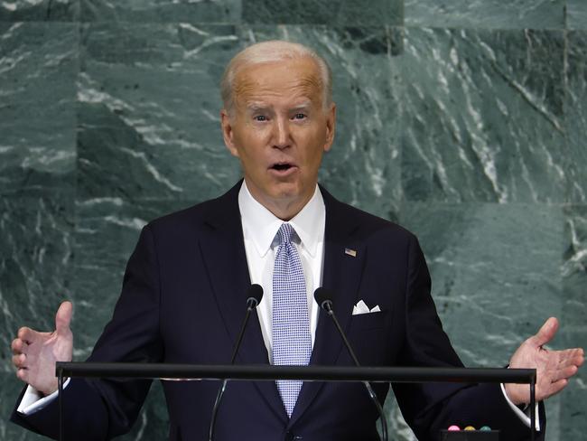 US President Joe Biden speaks during the 77th session of the United Nations General Assembly (UNGA) at the UN headquarters in New York City. Picture: Getty