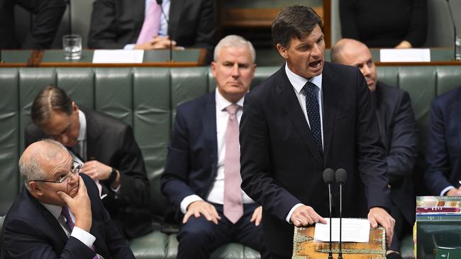 Minister for Energy Angus Taylor during question time. Picture: AAP