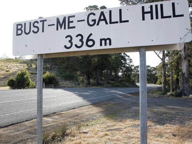 East Coast file pics - Bust-me-gall Hill sign.