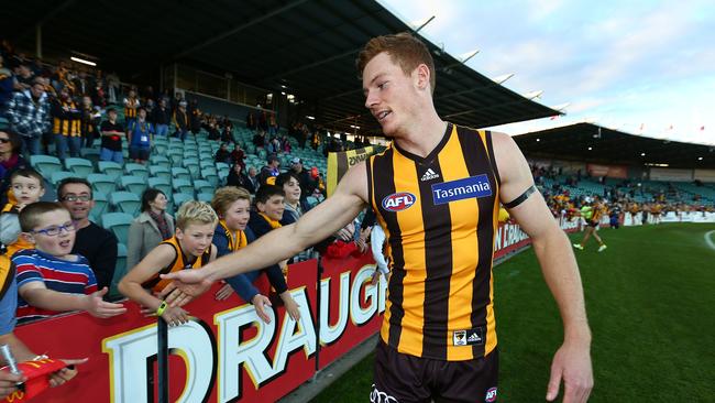 Hawthorn’s crowds are down this season, with only 10,553 fans watching their win against Brisbane in Launceston in Round 8. Picture: Getty Images