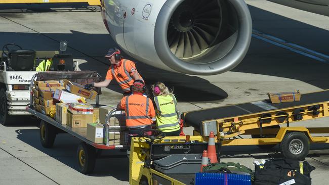 Qantas airport baggage handlers are launching an in-house proposal in a bid to keep their jobs. Picture: Supplied.