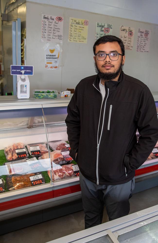 Tasmania Prime Meat Owner, MD Imadul Islam Rahat in his butchers shop in Goodwood. Picture: Linda Higginson