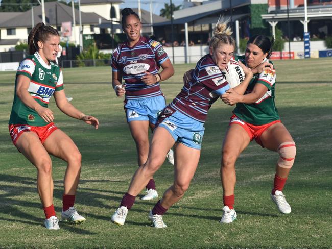 Bree Spreadborough in action for the CQ Capras against Wynnum Manly in the BMD Premiership. Photo: Pam McKay