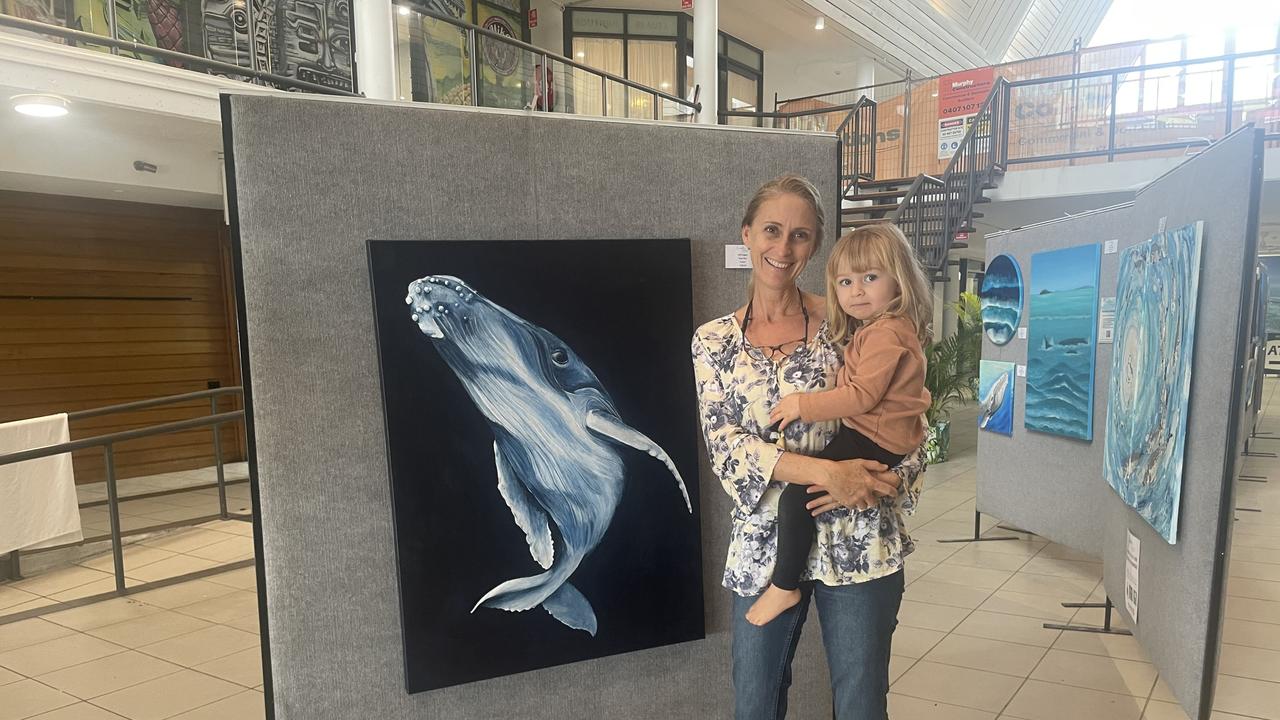 Linda Forrester and Iluka Bogel (2), from Strathdickie, were at the Beach Plaza Art Exhibition in Airlie Beach on Friday morning August 4.