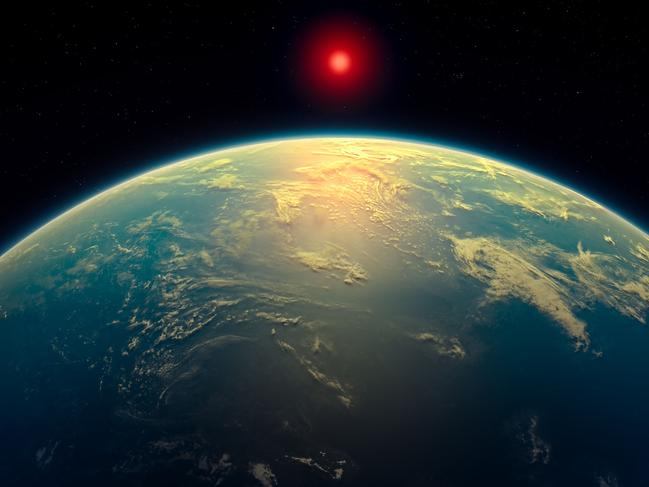 A handout artist's impression released on April 17, 2025 by N. Madhusudhan/University of Cambridge, shows the K2-18b super-Earth, a hycean world, such as exoplanet K2-18b which astronomers say they have found the strongest yet âhintsâ of the life outside this solar system. Astronomers announced on April 17, 2025 they have detected the most promising 