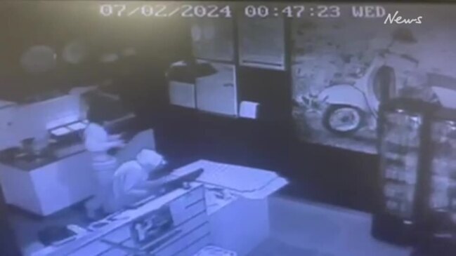 CCTV of break-ins at Oasis Pizza