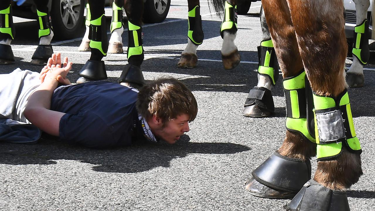 Police arrested 74 anti-lockdown protesters. Picture: William West/AFP