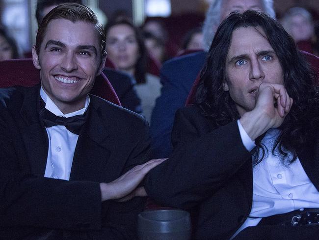 Brothers Dave (left) and James Franco as Greg Sestero and Tommy Wiseau in a scene from The Disaster Artist.