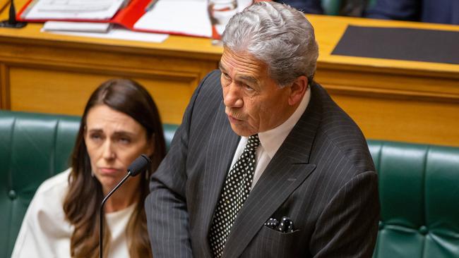 Winston Peters speaks at Parliament House in Wellington.