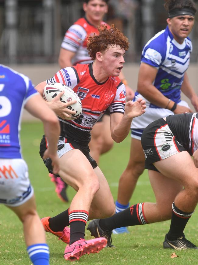 Kirwan High against Ignatius Park College in the Northern Schoolboys Under-18s trials at Brothers Rugby League Club in Townsville. Kirwan number 1 Logan Brookes. Picture: Evan Morgan