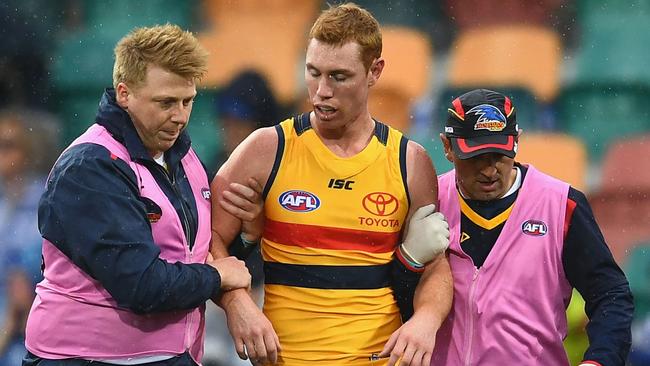 Tom Lynch suffered concussion against North Melbourne. Picture: Getty