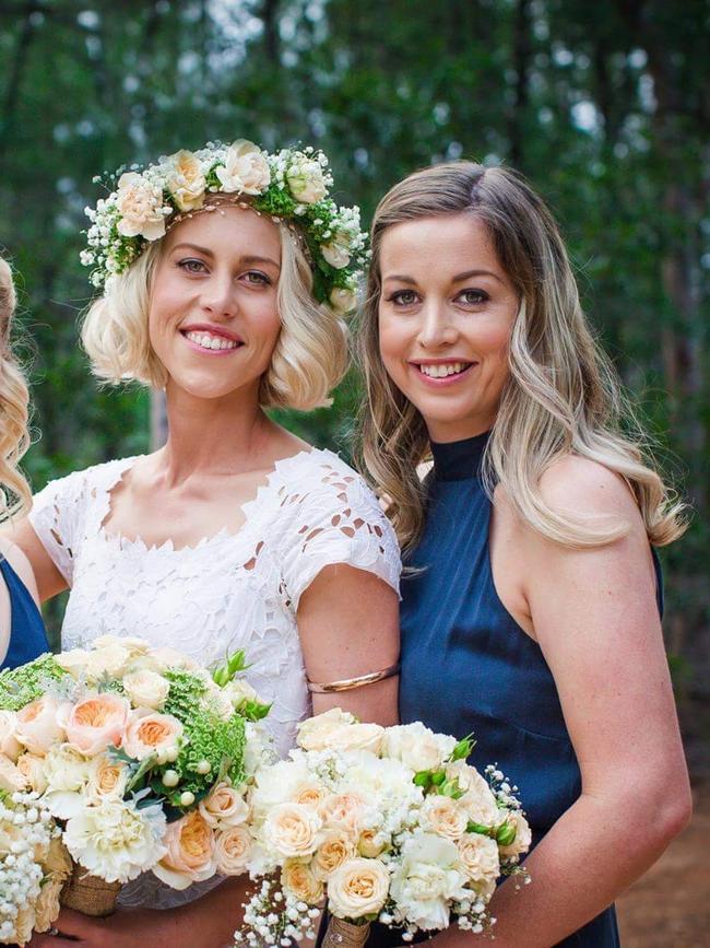 Virginia Tapscott, with her sister Alex on Virginia's wedding day.