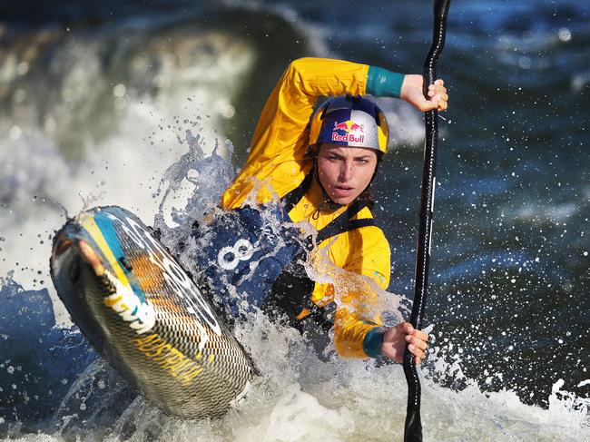 Fox in action during training at the Whitewater International Regatta centre in Penrith. Picture: Phil Hillyard