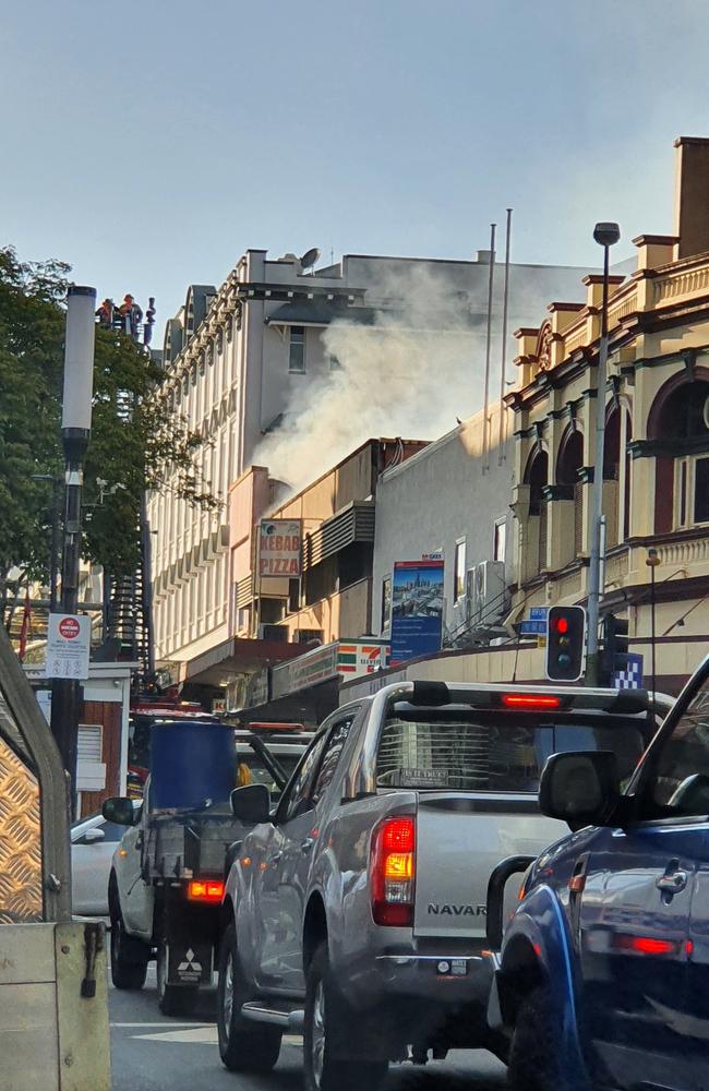 Emergency services on scene in the Fortitude Valley mall following a fire at a nightclub. Picture: Nathan Edwards