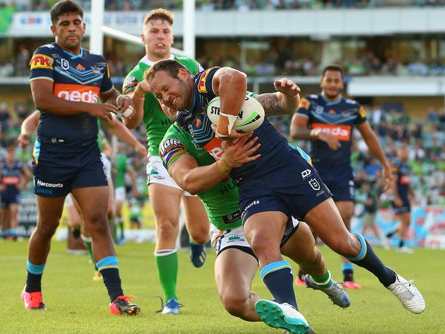 Gold Coast’s Tyrone Roberts in action against Canberra in Round 1. Picture: Mark Nolan/Getty Images