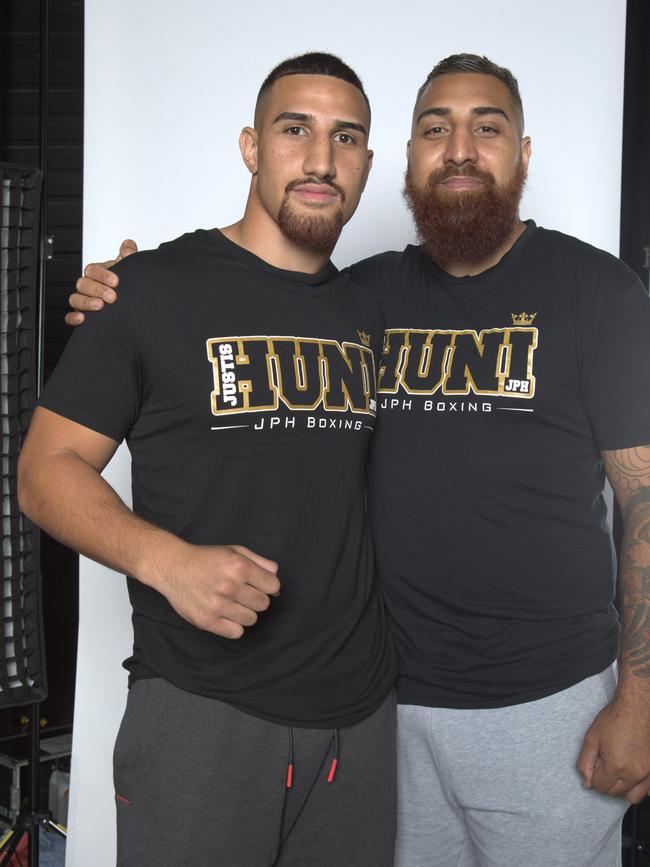 Heavyweight boxing sensation Justis Huni with older brother Lopeti.