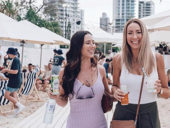 The beach bar trial at Kurrawa on the Gold Coast - visitors on the foreshore deck.