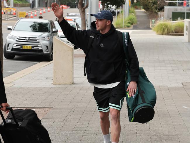 Dylan Edwards waves goodbye to his family. Picture: Rohan Kelly