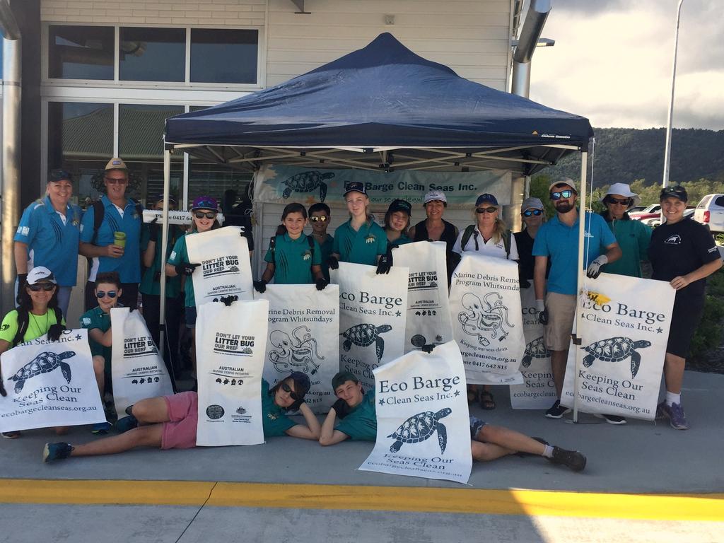 Eco Barge Clean Seas volunteers invite Whitsundays visitors and residents to join them at a community clean up event on World Turtle Day. Picture: Supplied.