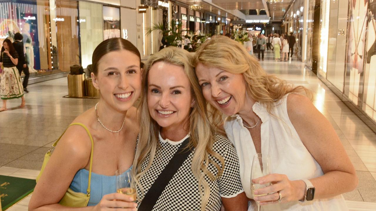 Kirra Graham, Claire Mitchell and Shannon Graham at Pacific Fair Luxury Soiree, Broadbeach. Pic: Regina King