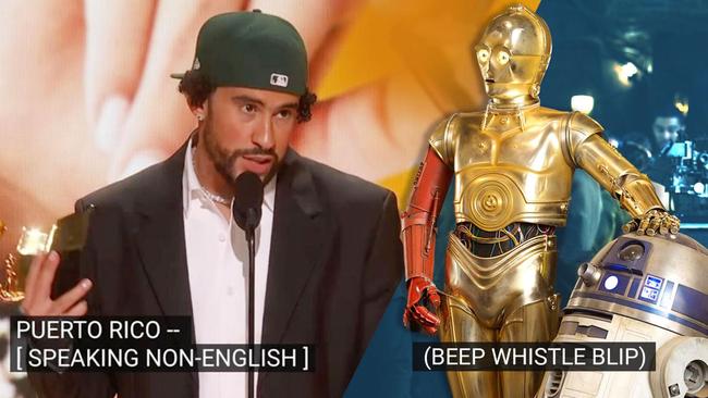 Text was used, perhaps not very helpfully, for Puerto Rican rapper Bad Bunny and R2D2 in Star Wars. Picture: The Times