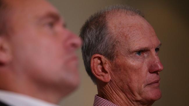 Broncos CEO Paul White and Wayne Bennett. Picture: Peter Wallis