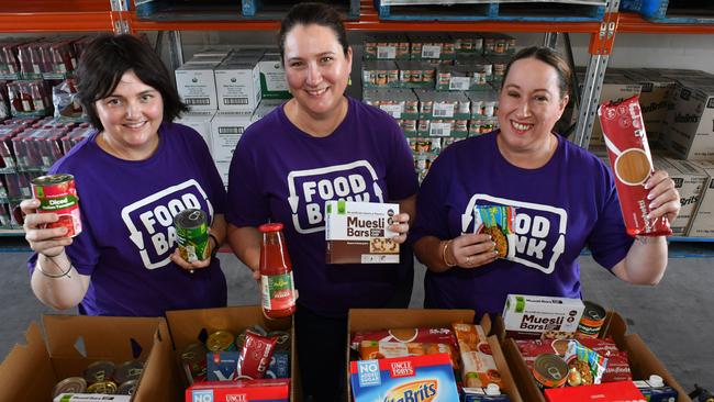 Foodbank Queensland CEO Jess Watkinson (centre), with Megan McBaron and Kelly O'Shea. Picture: Evan Morgan