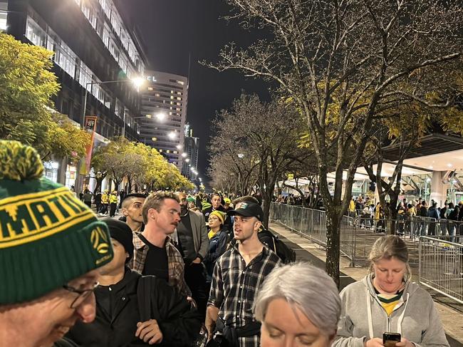 Matildas fans were hit with train chaos at Sydney Olympic Park following the match on Monday night. Picture: Heba Kassoua