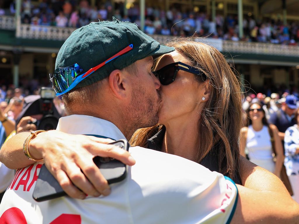 Warner with wife Candice after winning the series against Pakistan in January. Picture: Mark Evans/Getty Images