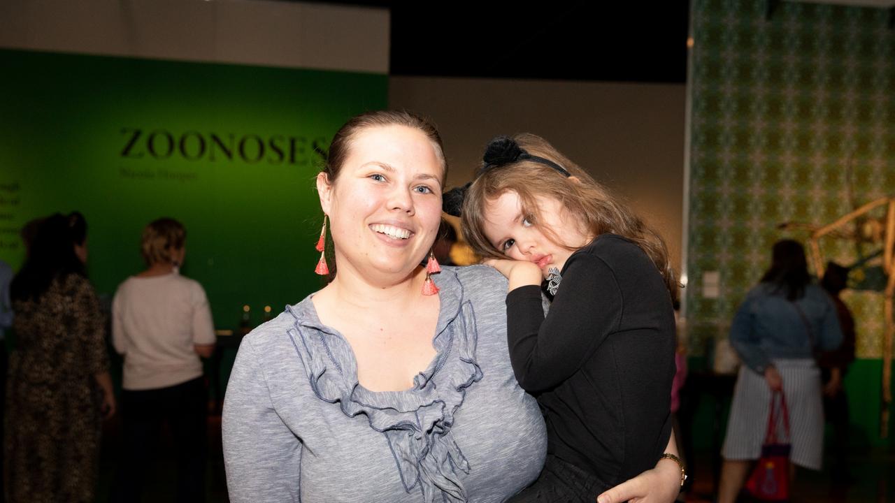 The opening of Scarface Claw exhibition. Tessa and Hannah Dash, of Petrie. Picture: Dominika Lis