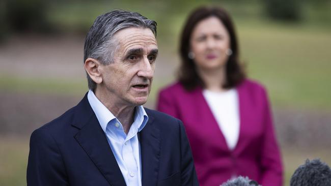 Queensland Tourism Industry Council CEO Daniel Gschwind and Premier Annastacia Palaszczuk (News Corp/Attila Csaszar)