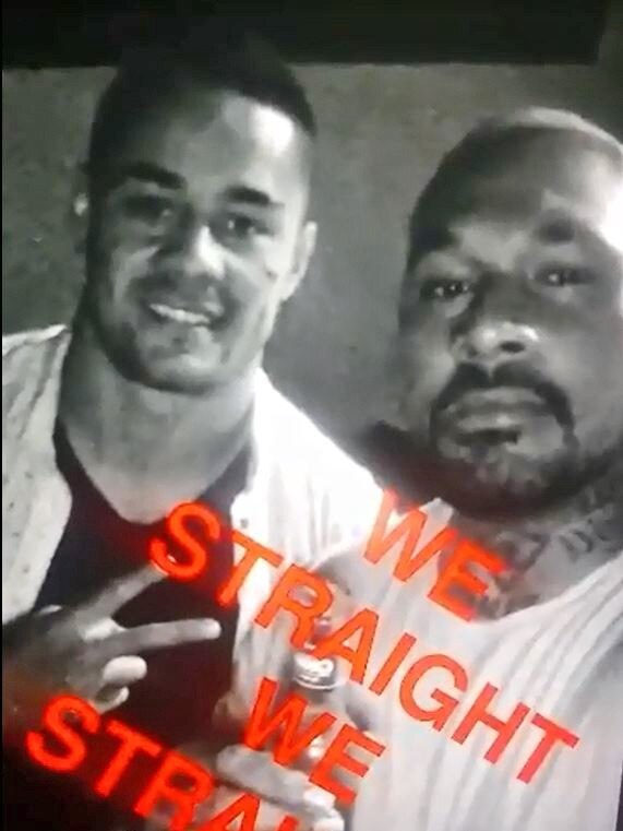 Jarryd Hayne in a Snapchat video with Ex-Titan player Chris Bloomfield