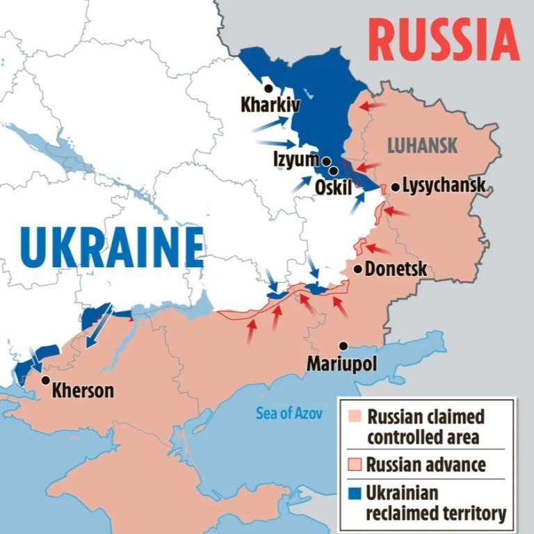 Ukraine is making gains in the south after retaking a huge area in the east. Picture: The Sun