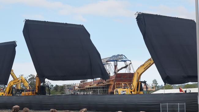 A mysterious ship has appeared at Helensvale for the filming a movie at Helensvale. Reports say the movie is titled "The Bluff". Picture Glenn Hampson