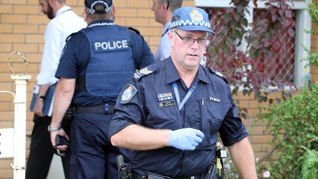 Police at the scene of the Nerang shooting. Pic by Richard Gosling