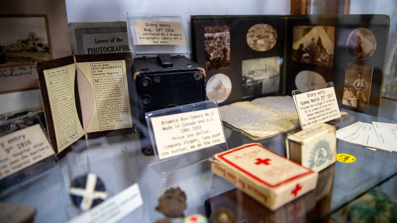 A collection of World War I artefacts, which are up for auction at Gowans Auctions in Moonah. Picture: Linda Higginson