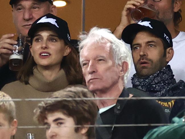 Portman and husband Benjamin Millepied (right), pictured at an NRL game in March 2021, have been spotted reuniting in Sydney following reports of their split. Picture: Cameron Spencer/Getty Images