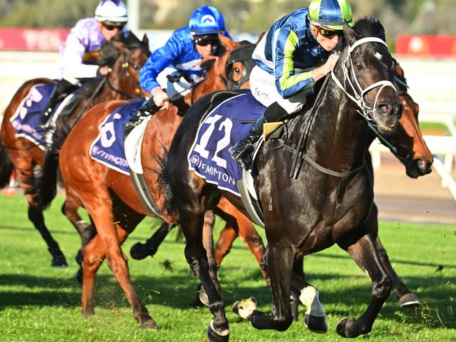 MELBOURNE, AUSTRALIA - JUNE 17: Blake Shinn riding Brayden Star into second place in Race 7, the The David Bourke, during Melbourne Racing at Flemington Racecourse on June 17, 2023 in Melbourne, Australia. (Photo by Vince Caligiuri/Getty Images)