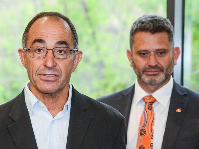 ADELAIDE, AUSTRALIA - NewsWire Photos FEBRUARY 2, 2023: Nunga Court Elder Aunty Yvonne Agius, South Australian Chief Justice Chris Kourakis and Attorney-General Kyam Maher. Picture: NCA NewsWire / Brenton Edwards