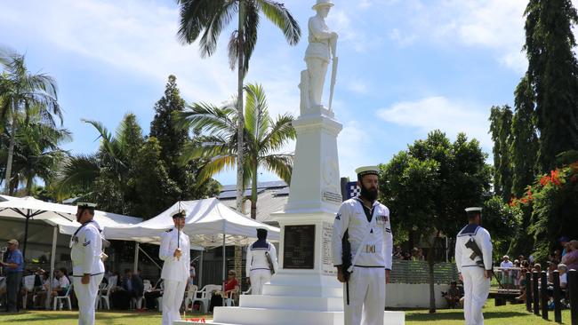 The cenotaph at Anzac Park in Port Douglas during the 2019 Anzac Day ceremony PIC: GIZELLE GHIDELLA