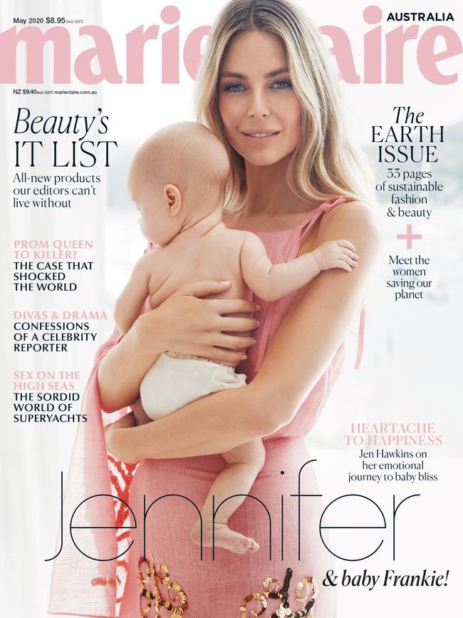 Jennifer Hawkins on the cover of the May 2020 issue of marie claire magazine. Picture: Steven Chee for marie claire