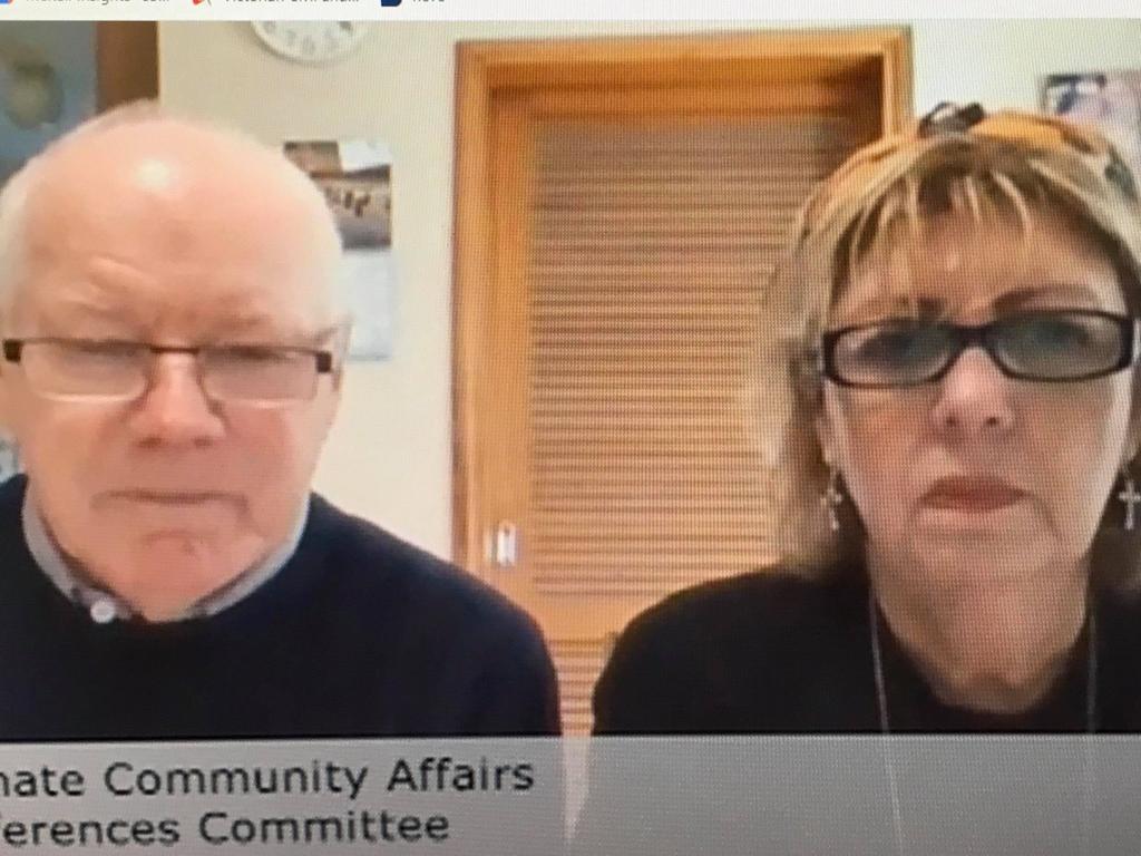 Robodebt victims David and Kathy Mundy address the Senate community affairs references committee on Thursday August 19, 2021.