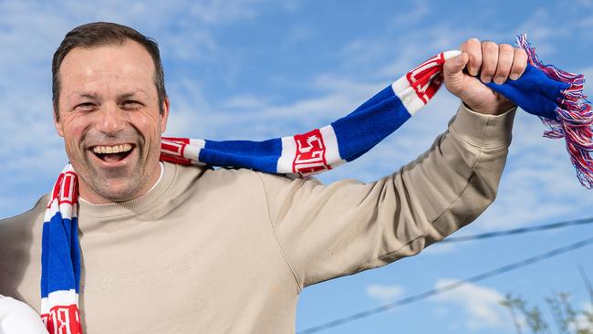 Western Bulldogs legend Brad Johnson and his daughter Ella, 18. Ella is a singer and has written a song about Bont - Marcus Bontempelli.  Picture: Jason Edwards