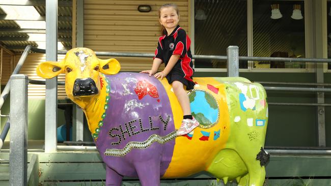 Shelford Primary School's one and only 2025 prep Yindi Allen is the fourth generation in her family to attend the small country school. Picture: Alison Wynd